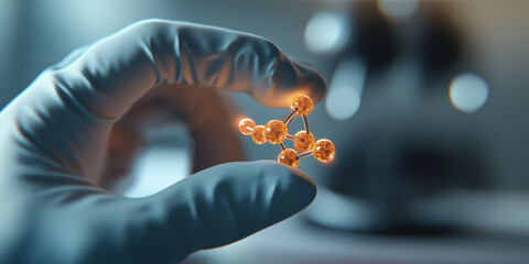 Poster - Molecular structure glowing with quantum energy in lab setting