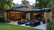 © Almahyra - Modern extension, evening garden, London, backyard relaxation, architectural design
