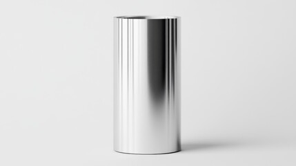 Wall Mural - Silver cylindrical vase on white background; studio shot