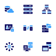 Wall Mural - Data icon set. Bold style. Duotone colors. cloud data, data analytics, data server, data protection, data transfer, database table, data