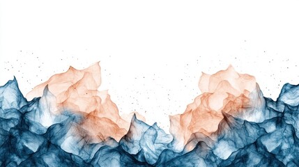 Aufkleber - Abstract Waves of Blue and Copper Hues on White Background for Creative Designs and Projects