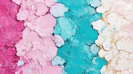 Poster - Vibrant Cracked Paint Textures in Shades of Pink, Blue, and White for Creative Projects