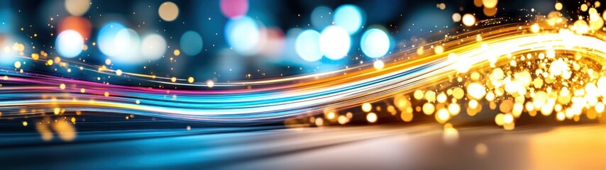 Aufkleber - Colorful Light Trails and Bokeh Effect Creating a Dreamy Nighttime Vibe with Warm Ambience