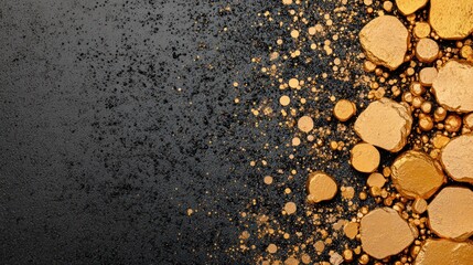 Aufkleber - Abstract golden texture with shiny round shapes on dark background for artistic design projects