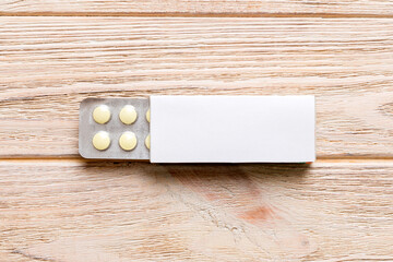 Wall Mural - Blank White Product Package Box Mock-up. Open blank medicine drug box with blister top view