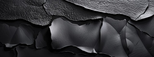 Wall Mural - Modern abstract composition with irregular shapes on black background. Featuring white space in the center for text, ideal for design templates and modern banners.