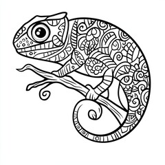 Poster - Chameleon Zentangle Design Simple  Coloring Book Page