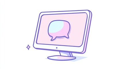 Poster - Cartoon computer screen with chat bubble
