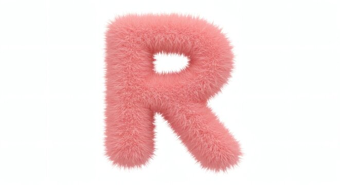Fluffy Letter R Isolated on White Background for Creative Design
