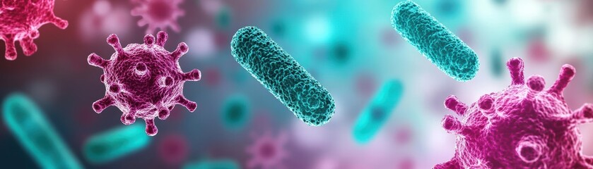 Aufkleber - Close-up image of a diverse group of bacteria under a microscope on a scientific slide