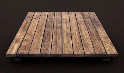 Canvas Print - Square wooden platform, studio shot, dark background, product display