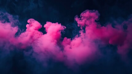 Poster - stunning night photography of isolated pink explosion smoke against a dark background for dramatic v