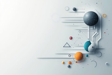 Aufkleber - Abstract space background featuring geometric shapes and cosmic elements in vibrant colors