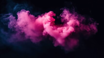 Poster - stunning night photography of isolated pink explosion smoke against a dark background for dramatic v