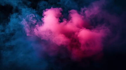 Poster - stunning night photography of isolated pink explosion smoke against a dark background for dramatic v