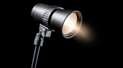 Poster - Spotlight with Beam of Light in Studio Against Black Background for Photography and Design