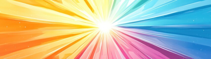 Fototapete - Vibrant Burst of Colorful Light in a Radiant Sunbeam Pattern for Artistic Backgrounds