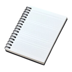 Poster - realistic high-quality isolated object of a spiral notebook with lined pages, slightly curled edges, academic and office stationery, on a white background, no object touching frame edges