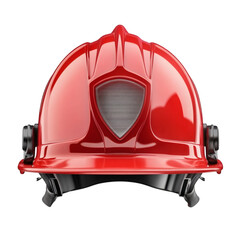 Poster - realistic high-quality isolated object of a red firefighter helmet with a reflective emblem, durable heat-resistant design, professional safety gear, on a white background, no object touching frame