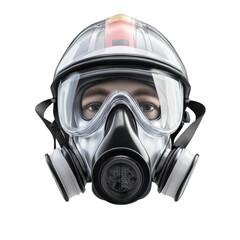 Aufkleber - realistic high-quality isolated object of a firefighters smoke mask with a clear visor and an adjustable strap, essential respiratory protection gear, on a white background, no object touching frame