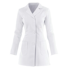 Aufkleber - realistic high-quality isolated object of a doctors white coat, neatly folded, professional medical uniform with visible pockets and lapel, clean texture, on a white background, no object touching