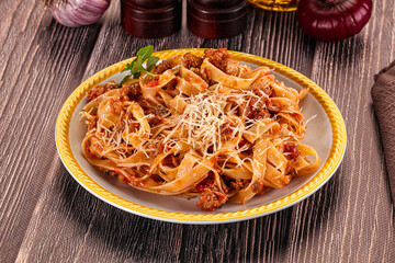 Wall Mural - Italian pasta bolognese with beef minced meat