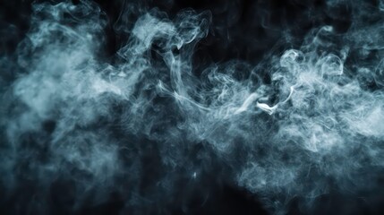 Poster - Super Slow Motion Smoke Floating on Black Background Captured at 1000fps with Copy Space for Creative Use and Visual Impact in Photography, Design, and Multimedia Projects