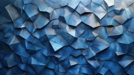 Poster - Abstract blue geometric patterned surface with faceted shapes