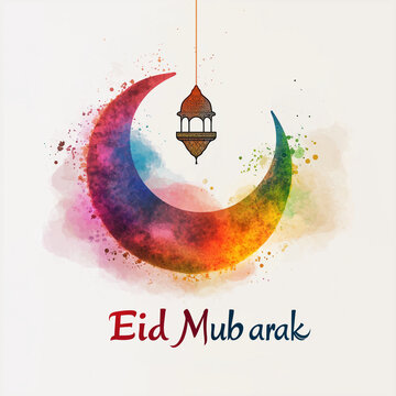 ramadan eid mubarak watercooler moon and lantern design