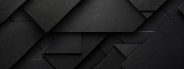Wall Mural - Abstract minimalist wallpaper with orderly geometric arrangements and designs on black background. Featuring white space in the center for text, ideal for design templates and modern banners.