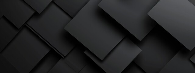 Wall Mural - Abstract minimalist wallpaper with orderly geometric arrangements and designs on black background. Featuring white space in the center for text, ideal for design templates and modern banners.