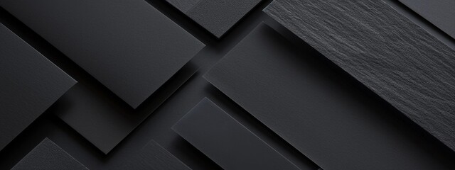 Wall Mural - Abstract minimalist wallpaper with orderly geometric arrangements and patterns on black background. Featuring white space in the center for text, ideal for design templates and modern banners.