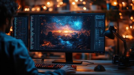 Programmer creates cosmic landscape digital art