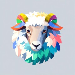 Wall Mural - Vibrant Polygonal Sheep Portrait: A Colorful Artistic Representation of a Sheep