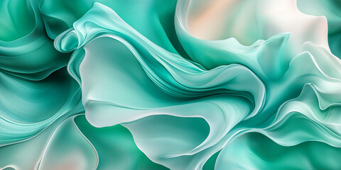 Sticker - Abstract Fluid Art Design With Teal And Turquoise Colors