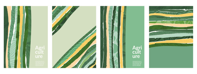 Wall Mural - abstract eco green agricultural vector background. farm field template. organic header design. fresh
