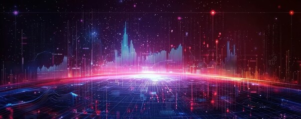 Leinwandbilder - Futuristic city skyline digital universe graphic art cosmic environment high-tech viewpoint