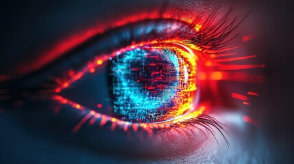 Fototapete - Revolutionizing digital eye enhancement futuristic graphic visualization in close-up