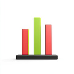 Poster - 3D Bar Graph Showing Growth and Decline, White Background