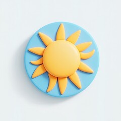 Poster - 3D Cartoon Sun Icon on Light Blue Circle