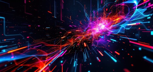 Poster - Vibrant abstract energy burst with dynamic light streaks in motion