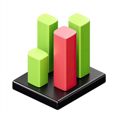 Poster - 3D colorful bar graph icon