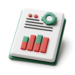 Poster - 3D Data Report Icon on White Background