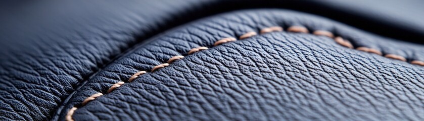 Poster - Refined black leather texture features soft-focus and raised stitching, creating a sophisticated backdrop that enhances branding text without distraction