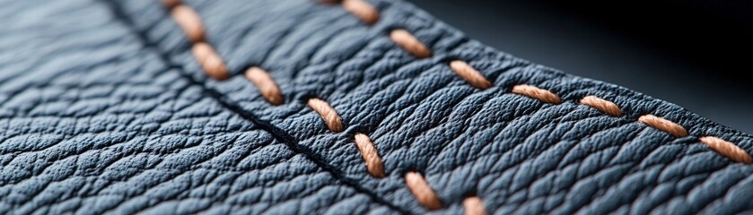 Poster - Soft-focus black leather showcases intricate raised stitching in a subtle pattern, creating a stylish and elegant backdrop ideal for branding and promotional text