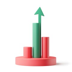 Aufkleber - 3D graphic, rising bar chart, success, isolated white background