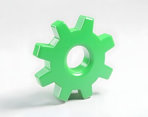 Aufkleber - 3D Green Gear Icon on White Background