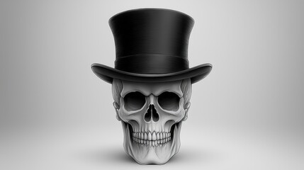 Canvas Print - A skull wearing a top hat on a gray background