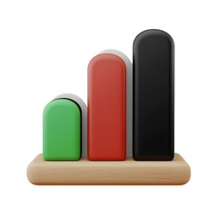 Aufkleber - 3D Growing Bar Graph on Wooden Base