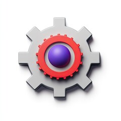 Poster - 3D gear graphic, complex mechanism, abstract design, isolated